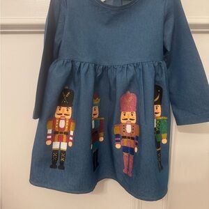 Blue Dress with Nutcracker Design